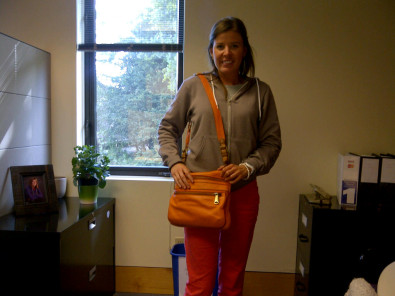 fossil purse in orange