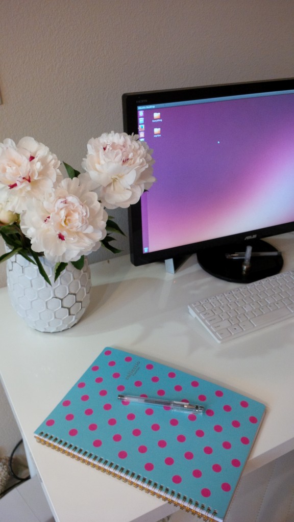 peonies on my desk