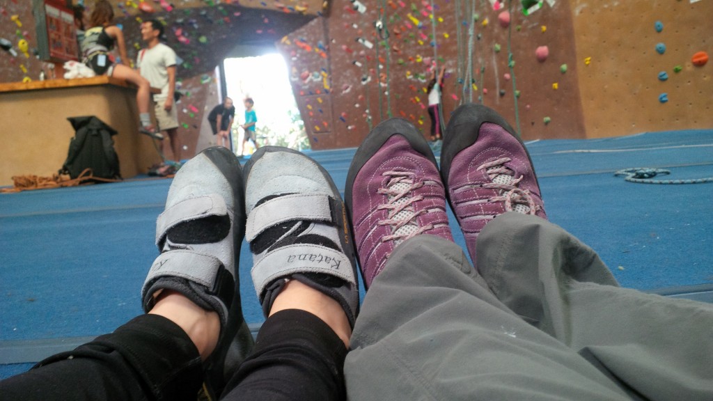 climbing shoe selfie