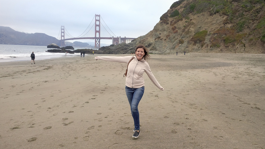 Nancy-running-Baker-Beach