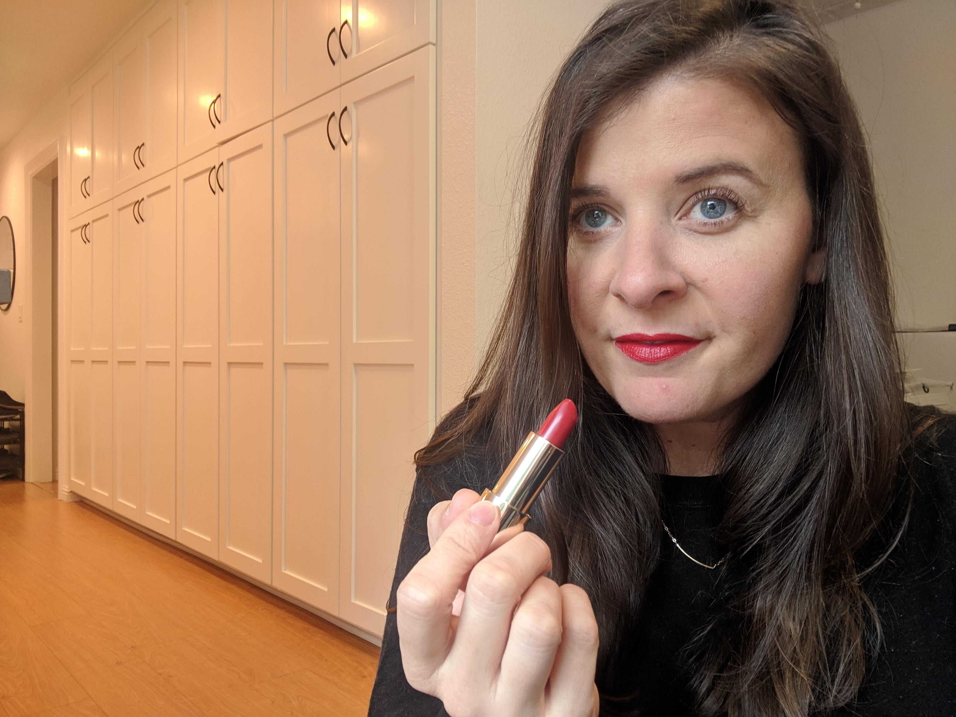 BECCA Cosmetics Ultimate Lipstick Love (Cool Red) in Cherry, a cool vibrant...