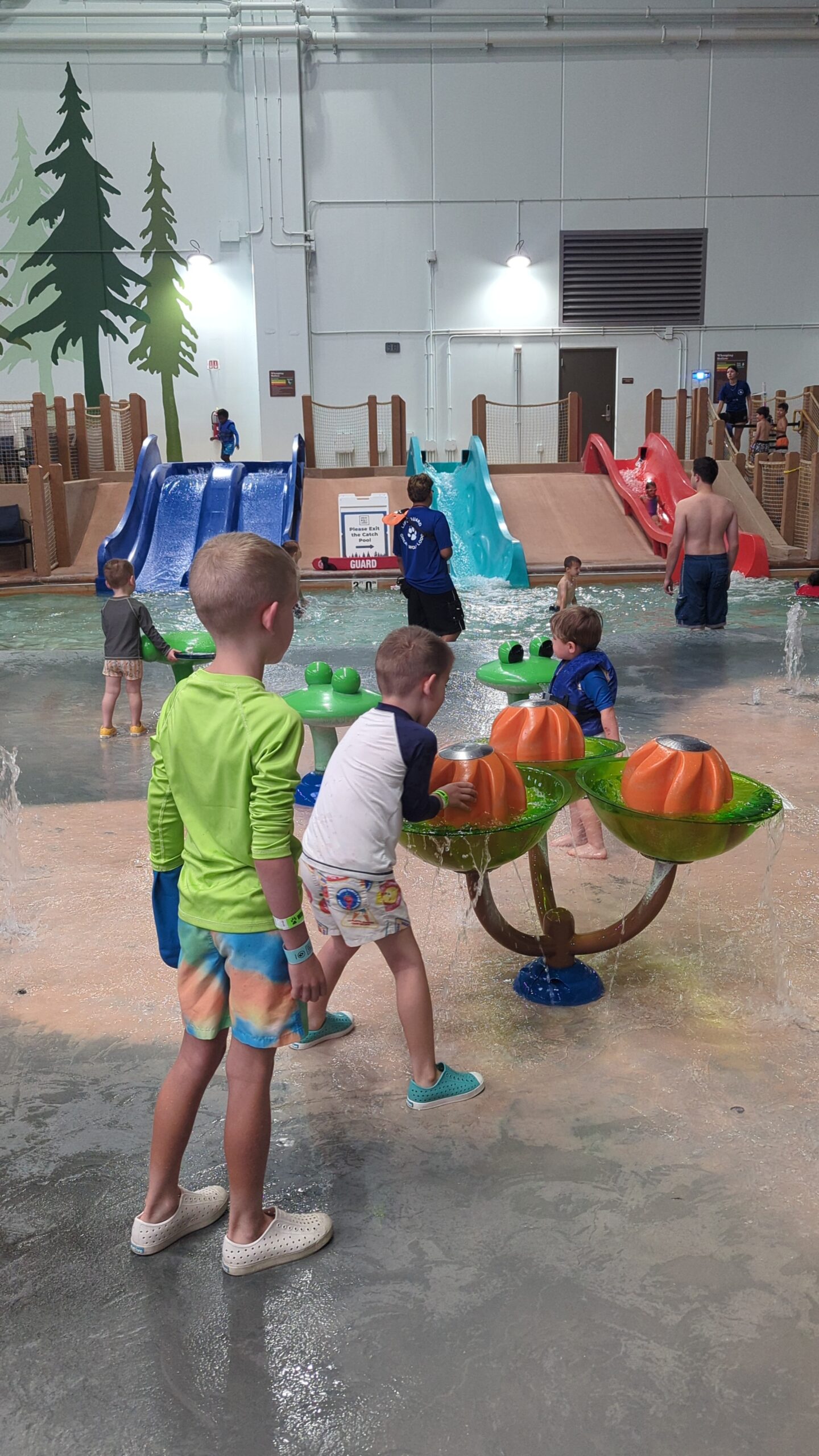 Boys playing at the indoor water park at Great Wolf Lodge.