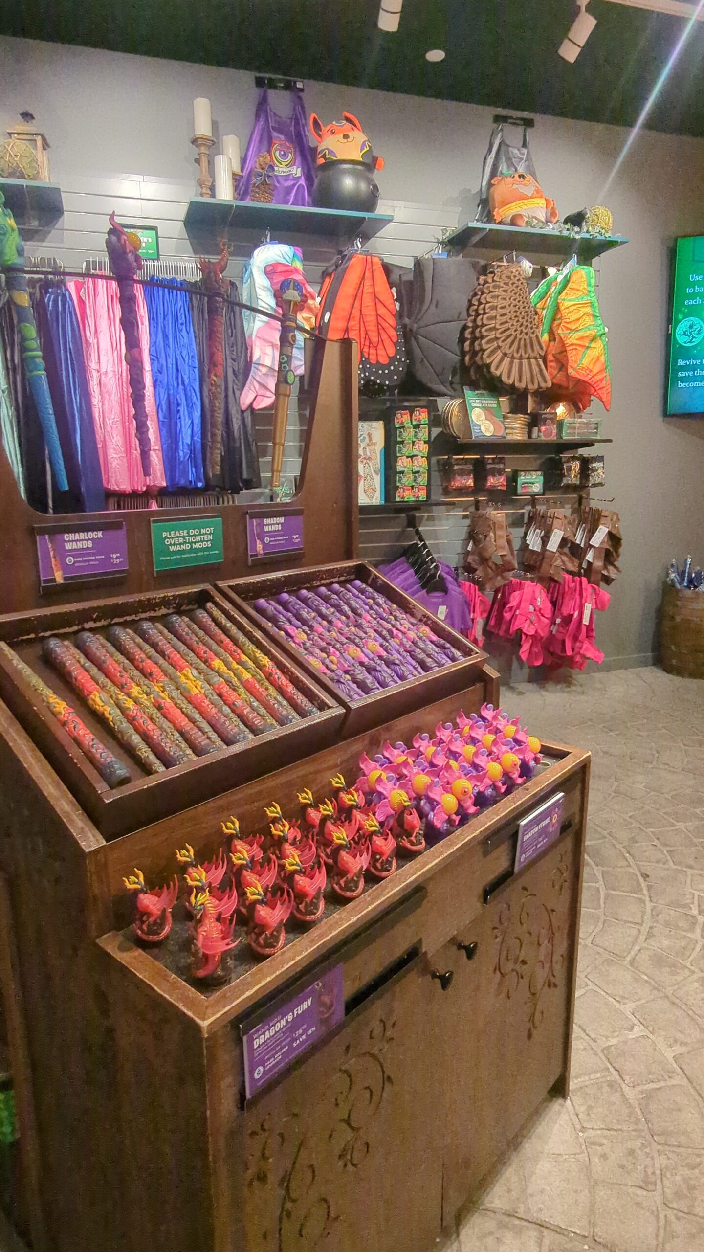Wands are ready for kids to choose them for the MagiQuest.
